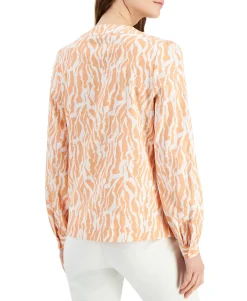 Women's Printed Blouson-Sleeve Top