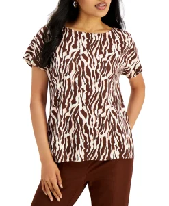 Women's Printed Boat-Neck T-Shirt