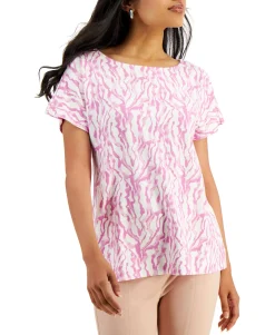 Women's Printed Boat-Neck T-Shirt