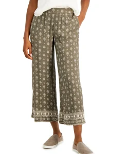 Women's Printed Border Wide-Leg Pants