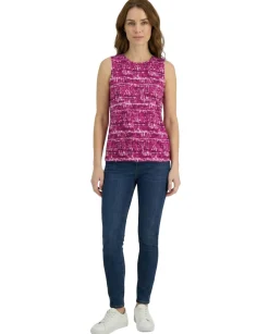 Women's Printed Cinched-Waist Sleeveless Top