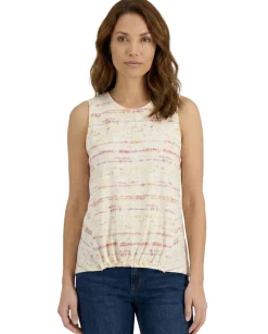 Women's Printed Cinched-Waist Sleeveless Top