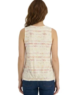 Women's Printed Cinched-Waist Sleeveless Top