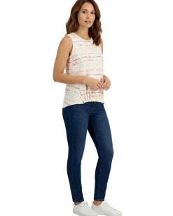 Women's Printed Cinched-Waist Sleeveless Top