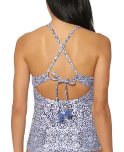 Women's Printed Cross-Back Tankini Top
