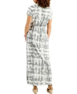 Women's Printed Drawstring-Waist Maxi Dress