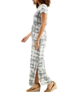 Women's Printed Drawstring-Waist Maxi Dress