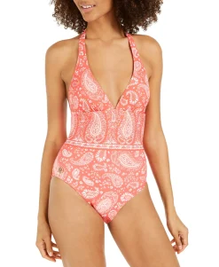 Women's Printed Halter One-Piece Swimsuit