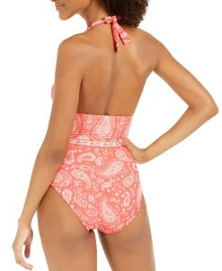 Women's Printed Halter One-Piece Swimsuit