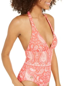 Women's Printed Halter One-Piece Swimsuit