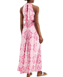 Women's Printed Halter-Neck Maxi Dress