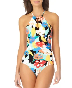 Women's Printed High-Neck One-Piece Swimsuit