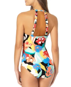 Women's Printed High-Neck One-Piece Swimsuit