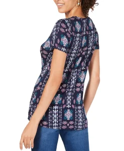 Women's Printed Knot-Front Top