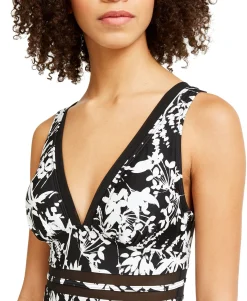 Women's Printed Mesh-Trim One-Piece Swimsuit