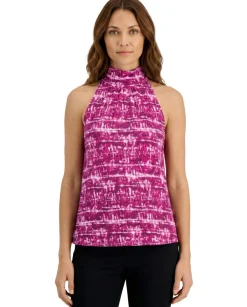 Women's Printed Mock Neck Halter Top