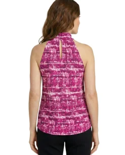 Women's Printed Mock Neck Halter Top