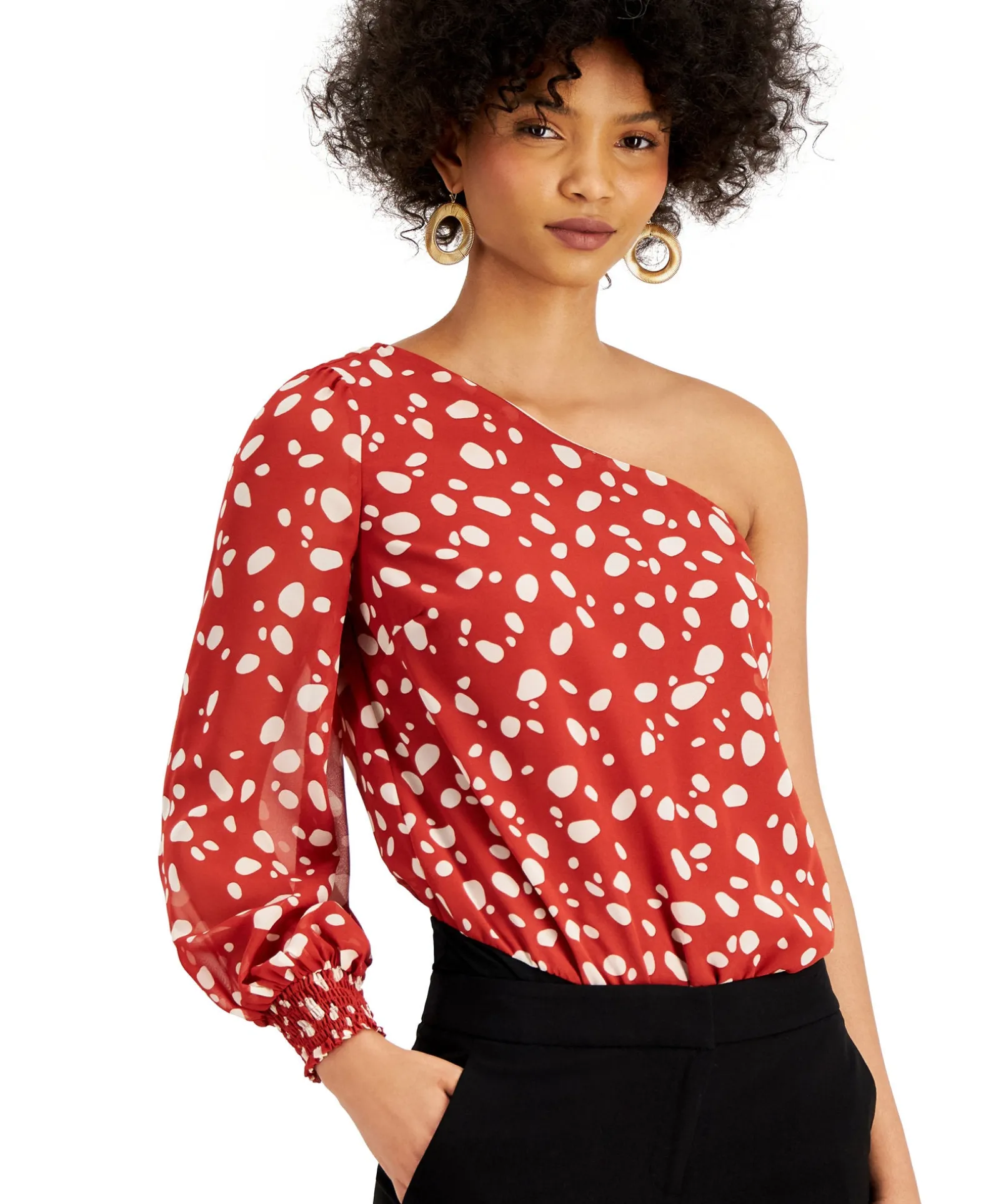 Women's Printed One-Shoulder Bodysuit