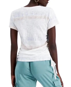 Women's Printed Ruched-Side Top