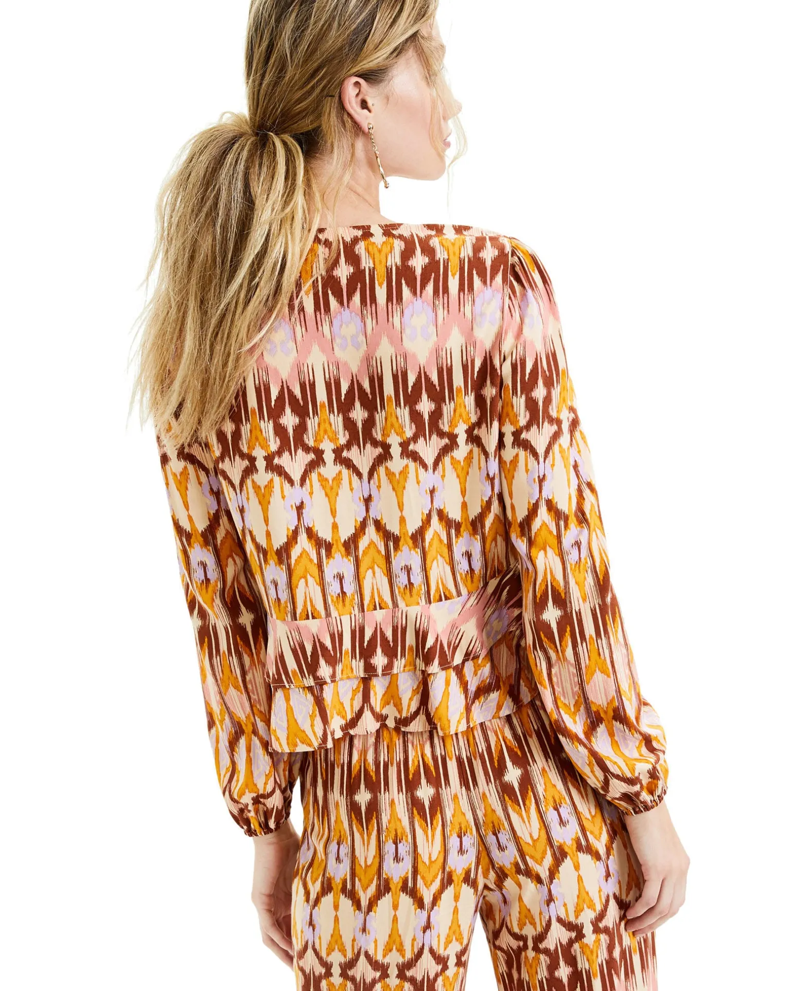 Women's Printed Ruffle-Hem Top