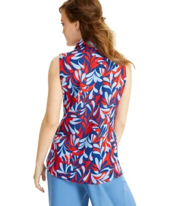 Women's Printed Sleeveless Button Down Top