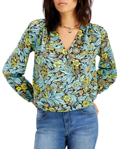Women's Printed Surplice Blouse