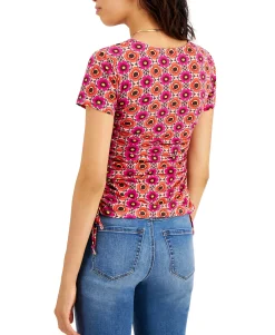 Women's Printed Surplice Side-Tie T-Shirt