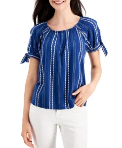 Women's Printed Tie-Cuff Top