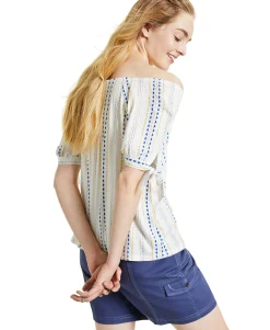 Women's Printed Tie-Cuff Top