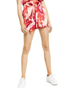 Women's Printed Tie-Front Shorts