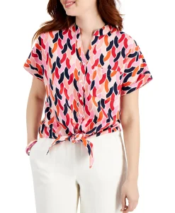 Women's Printed Tie-Waist Top