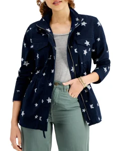 Women's Printed Twill Zip-Front Jacket