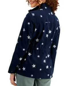 Women's Printed Twill Zip-Front Jacket