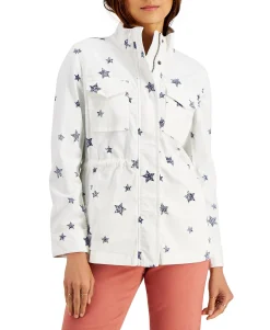 Women's Printed Twill Zip-Front Jacket