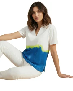 Women's Printed V-Neck Collared Top