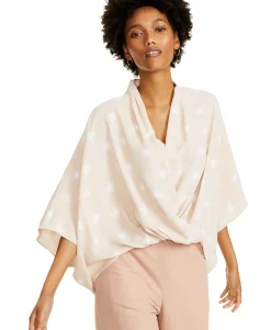 Women's Printed Wide-Sleeve Surplice Top