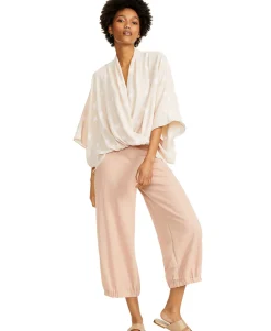 Women's Printed Wide-Sleeve Surplice Top