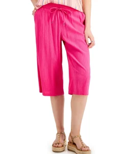 Women's Pull-On Wide-Leg Cropped Pants