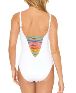 Women's Rainbow Lace-Down One-Piece Swimsuit