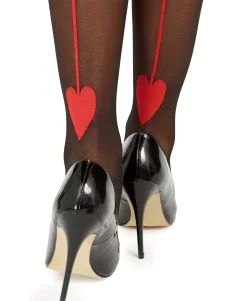 Women's Red-Heart-Backseam Tights