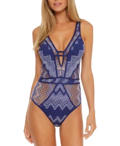 Women's Reveal Crochet Plunge-Neck One-Piece Swimsuit