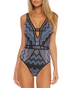 Women's Reveal Crochet Plunge-Neck One-Piece Swimsuit