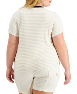 Women's Ribbed Stripe-Print T-Shirt