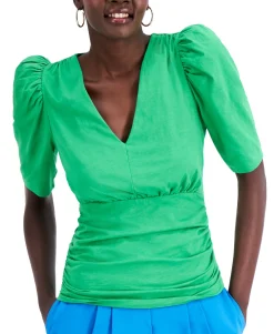 Women's Ruched V-Neck Top