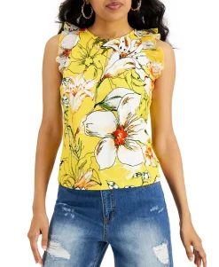 Women's Ruffle Sleeveless Keyhole Blouse
