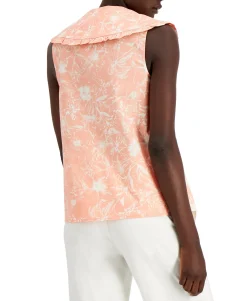 Women's Ruffle-Collar Floral-Print Top