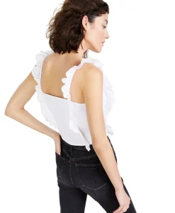 Women's Ruffled Smocked Eyelet Top