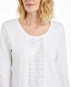 Women's Sequined Scoop-Neck Top