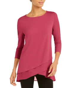 Women's Sheer Crossover-Hem Tunic