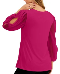 Women's Sheer-Sleeve Top